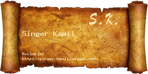 Singer Kamil névjegykártya